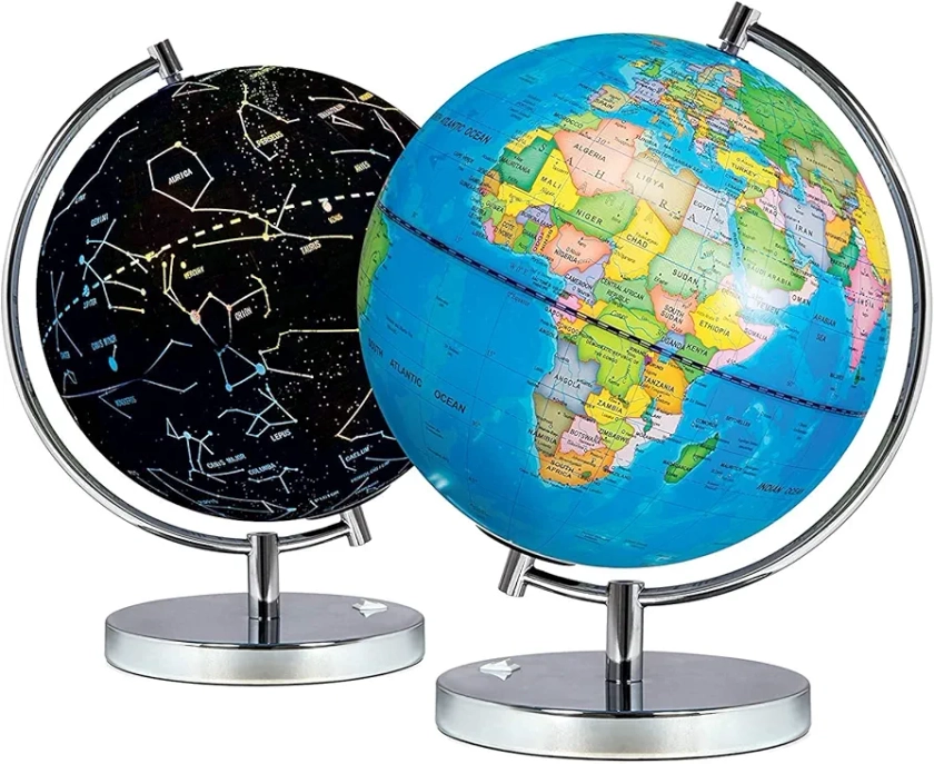 Science Kidz 2 in 1 Light Up Globe For Kids - Illuminated Constellation Globe Light - World Globe For Kids - Educational Childrens Globe & Bedroom Night Light