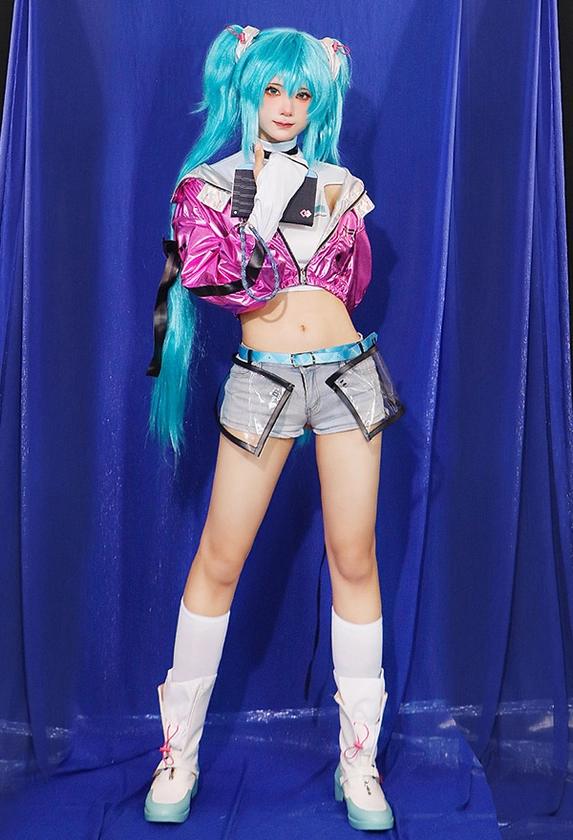 Vocal Cosplay Costume Short Jacket and Blouse with Shorts and Socks