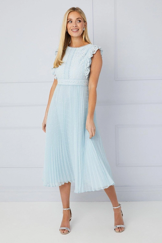 Dresses | Petite Lace Short Sleeve Midi Dress | Wallis