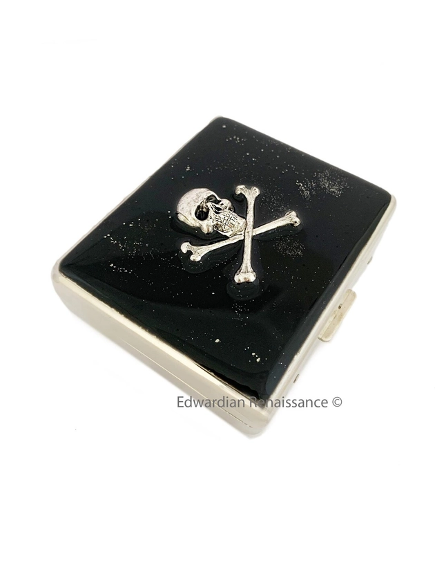 Skull and Crossbones Weekly Pill Box With Compartments Inlaid in Hand Painted Black With Silver Splash Enamel Personalize and Color Options - Etsy Australia