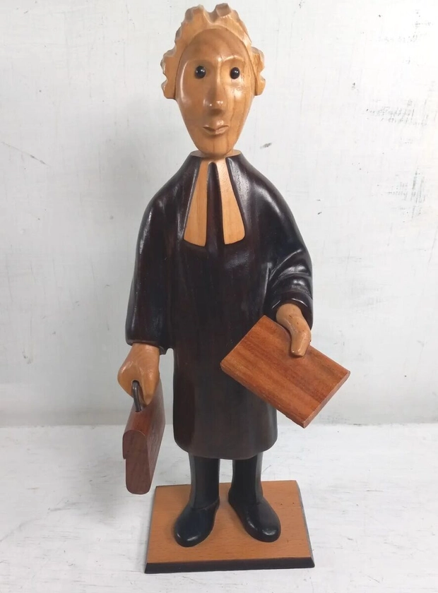 English Solicitor Vintage Romer Carved Wooden Figure Judge Lawyer Teacher