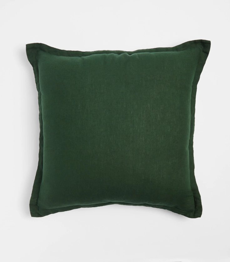 Layla Linen Cushion - Large - Pine Green