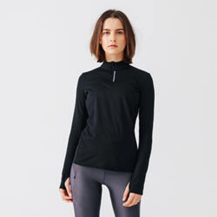 T-shirt manches longues chaud running femme - Zip warm