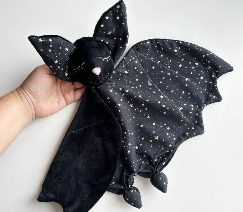 Personolized bat lovey blanket, baby bat plush
