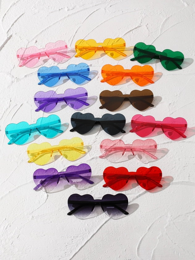15pairs Colorful Heart Lens Fashion Glasses perfect For Parties, wedding party,Costumes & Gifts