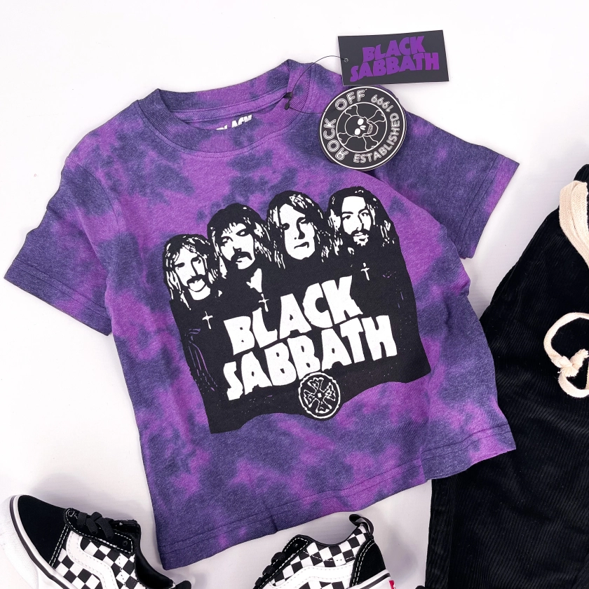 Kids Black Sabbath Band T Shirt - Dip Dye Purple - Officially Licensed