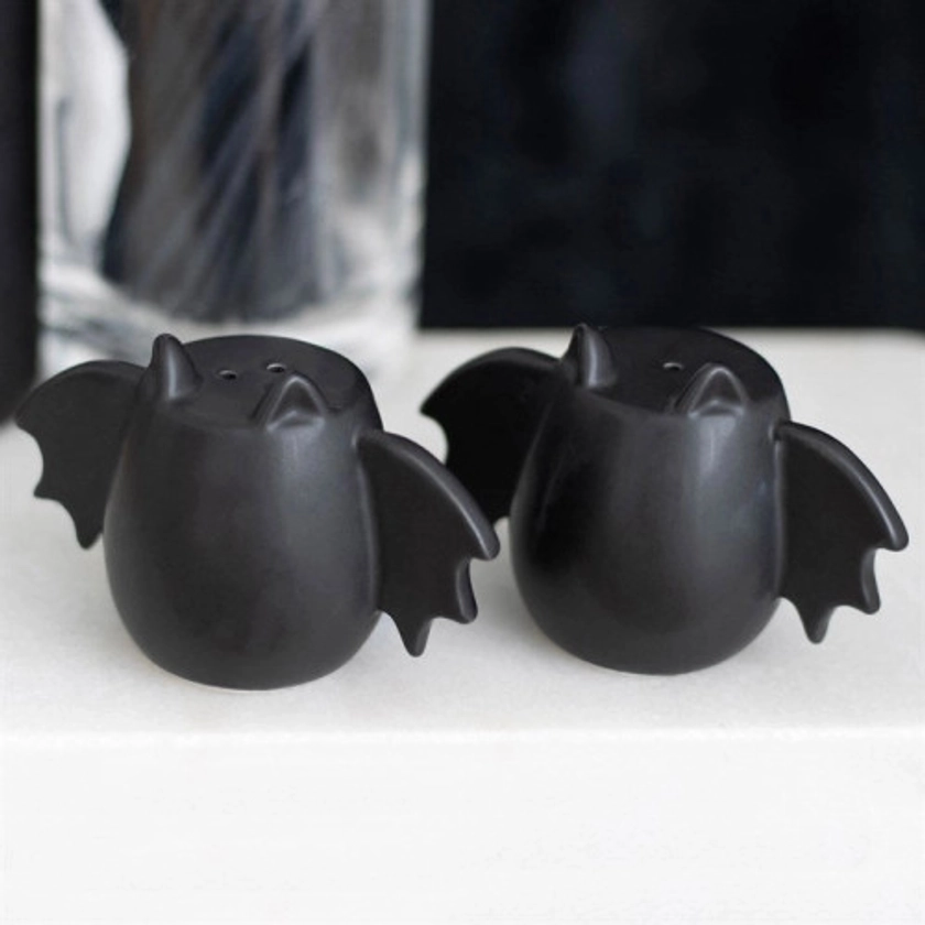 Gothic Bat Wing Salt and Pepper Shakers