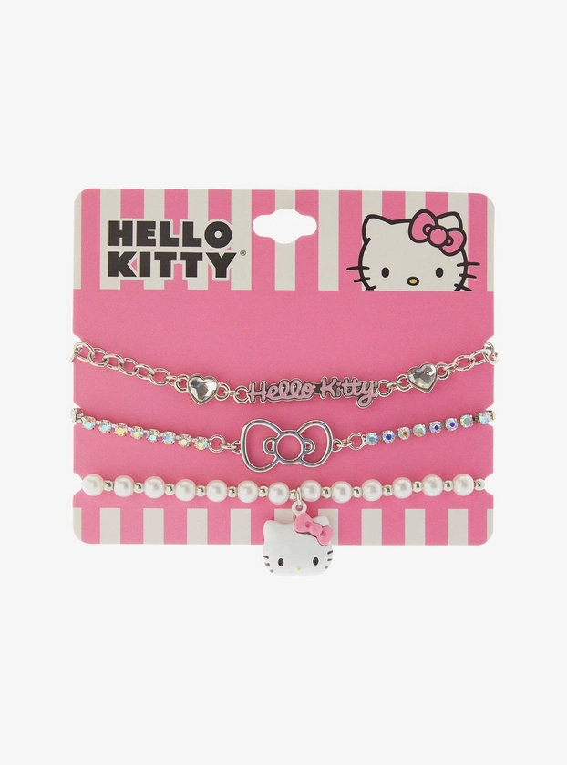 Hello Kitty Bling Pearl Bracelet Set