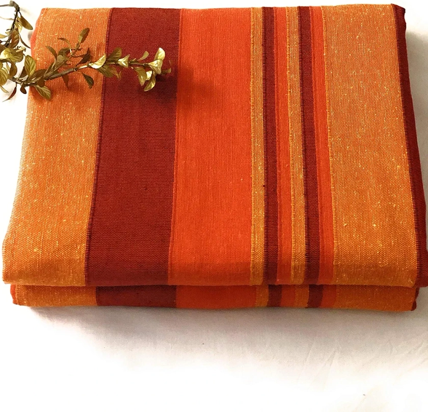 Buy RANGBHAR Handloom Cotton Single Bedsheet Without Pillow Covers, Woven Striped Bedcover, 60 x 90 inch, Orange,210 Threadcount Online at Low Prices in India - Amazon.in