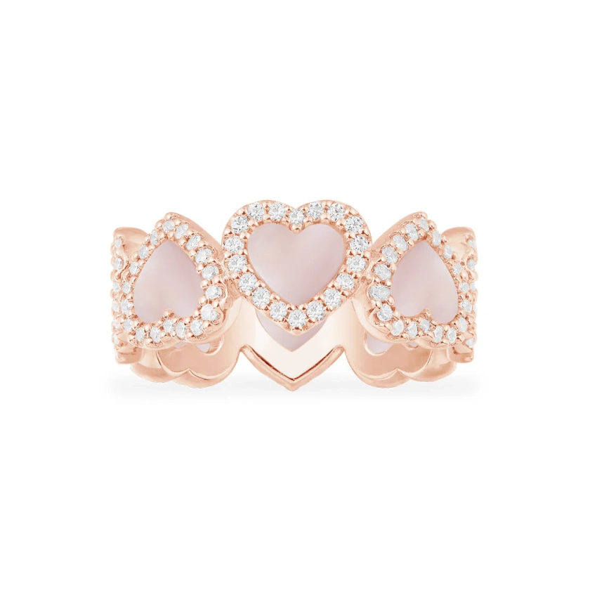 Bague Cœurs en Nacre Rose