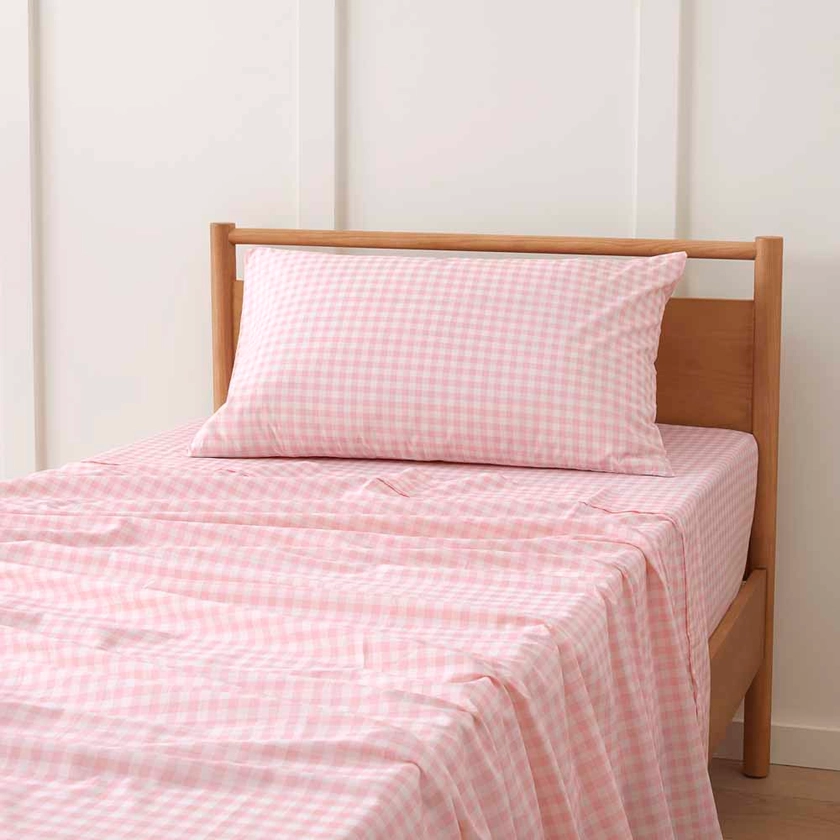 Adairs Kids - Rylee Ballet Pink Gingham Sheet Set | Adairs