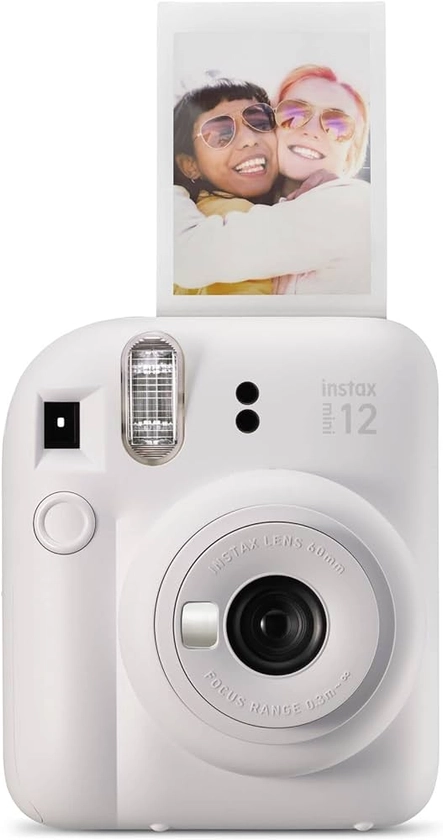 Fujifilm instax Mini Appareil Photo instantané 12, Exposition Automatique avec Objectif Selfie intégré, Blanc Argile