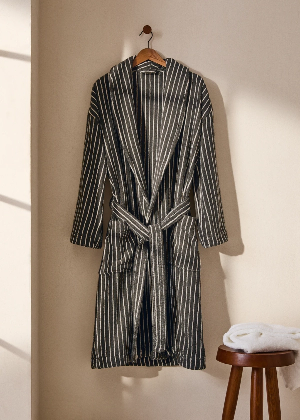 100% cotton striped bathrobe - Home | MANGO United Kingdom