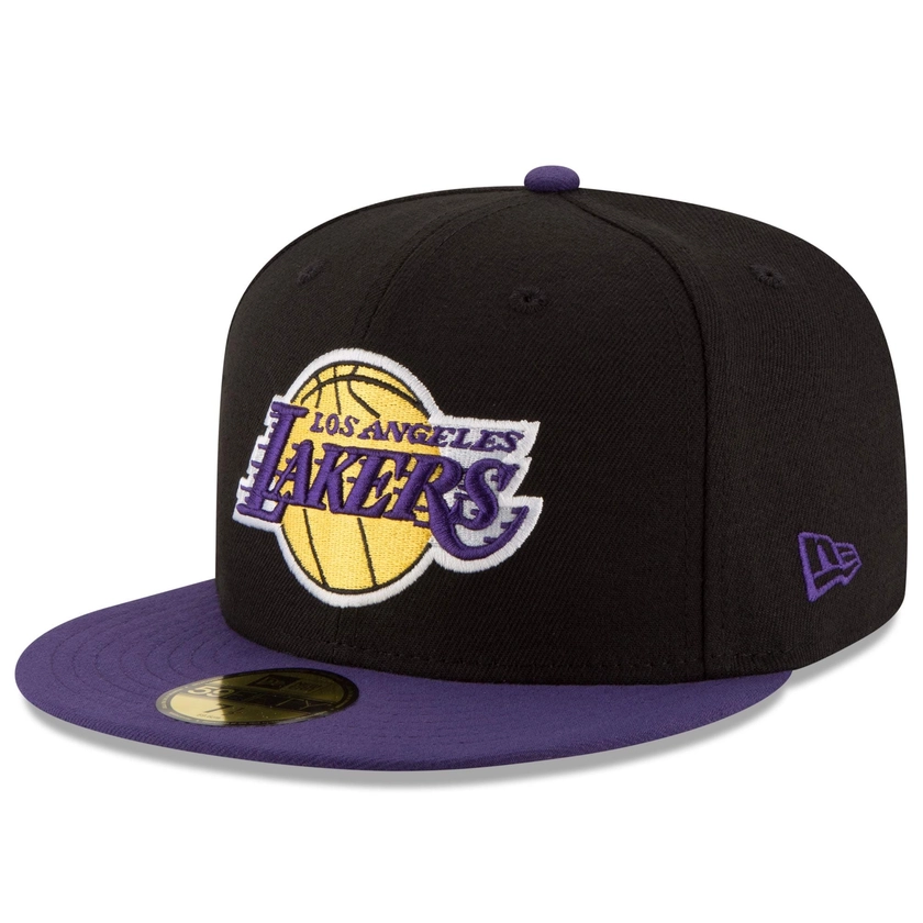 Men's Los Angeles Lakers New Era Black/Purple Official Team Color 2Tone 59FIFTY Fitted Hat