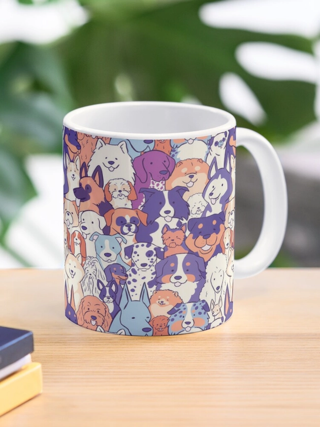 Modèle de races de chiens - Tant de chiens ! Un chien de dessin animé mignon engendre un motif d&apos;illustration | Mug à café