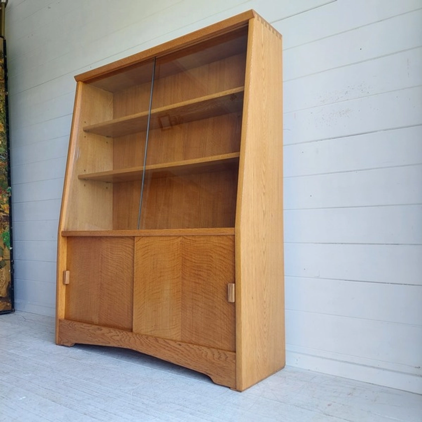 Mid Century Oak Glazed Bookcase / Display Storage Cabinet By Herbert E Gibbs, 1960s | Herbert Gibbs | Herbert E Gibbs | Vinterior