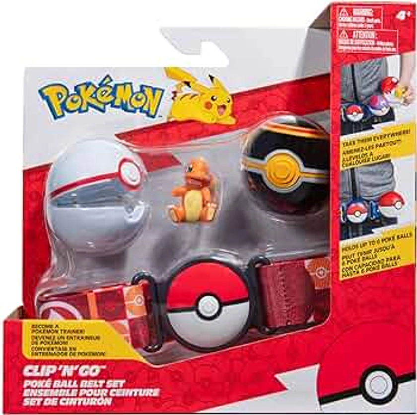 Pokémon Clip ‘N’ Go Belt Set - 2-Inch Charmander Battle Figure with Clip ‘N’ Go Belt plus Luxury Ball and Pokéball Accessories