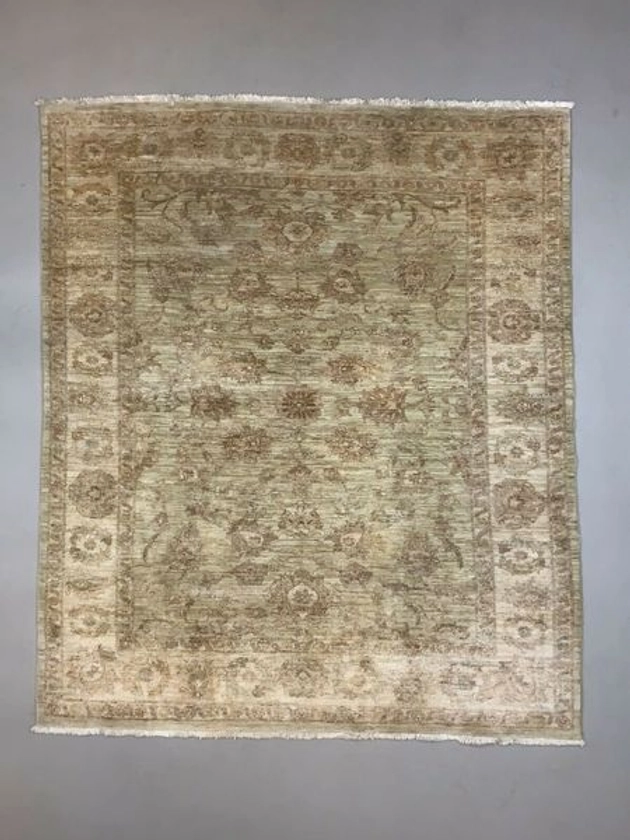 1800s Shabby Chic Wool Brown Afghan Rug 190x220cm | Vinterior
