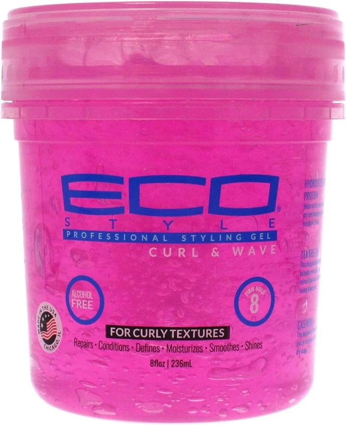 Eco Style Ecoco Hair Gel - Curl And Wave - Anti-Itch, Alcohol-Free Formula - Perfect Hold For Angled Or Tapered Sides - Ideal For Wavy Hair - No Flakes - Not Animal Tested - Moisturizes - 8 Oz