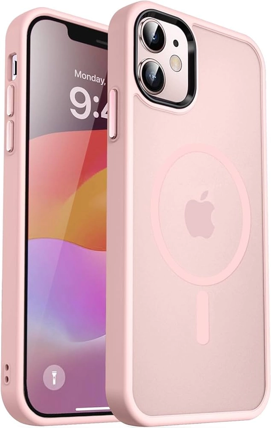 MOCCA Strong Magnetic for iPhone 12 Case/iPhone 12 Pro Case, [Compatible with Magsafe][Mil-Grade Drop Protection] Slim Shockproof Translucent Protective Phone Case for iPhone 12/12 Pro, Pink