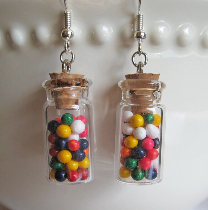 Food Jewelry Rainbow Candy Jar Earrings Cake Sprinkles - Etsy