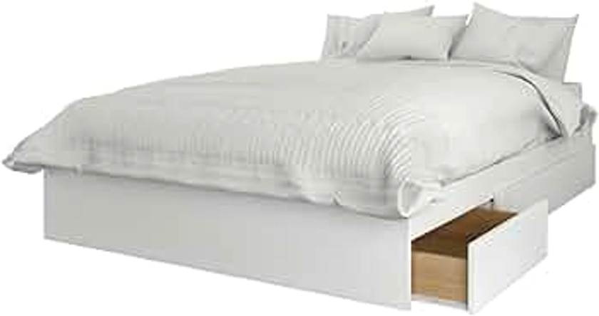 Nexera 375403 3-Drawer Storage Bed Frame, Full|White, White, Full