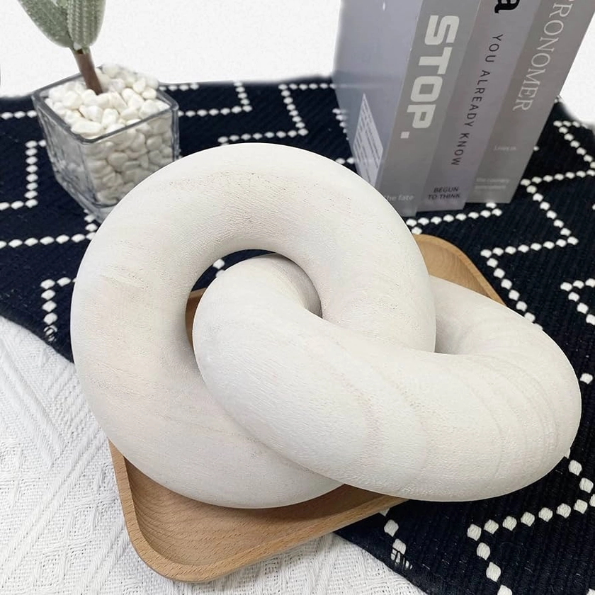 Amazon.com: S-SNAIL-OO 2-link Wood Chain Link Decor Wood Knot Decor, Shelf Decor Hand Carved Boho Bead, Suitable for Bedroom, Living Room, Coffee Table Decor (White) : Home & Kitchen