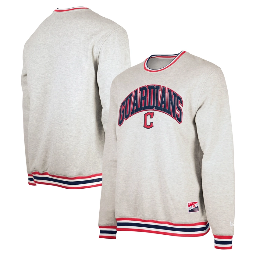 Cleveland Guardians New Era Throwback Classic Pullover Sweatshirt - Heather Gray