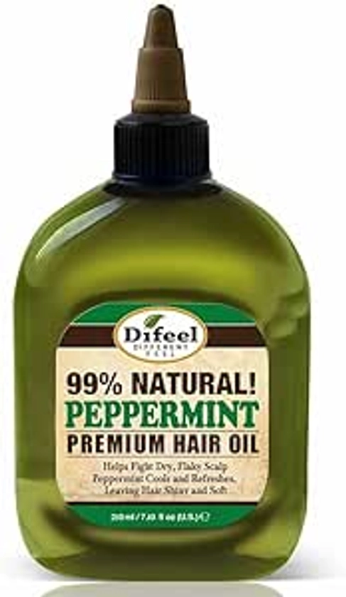 Difeel Huile capillaire naturelle de qualité supérieure – Huile de menthe poivrée, pour cuir chevelu sec et squameux, fournit des avantages immédiats et durables pour les cheveux et la peau, 235 ml