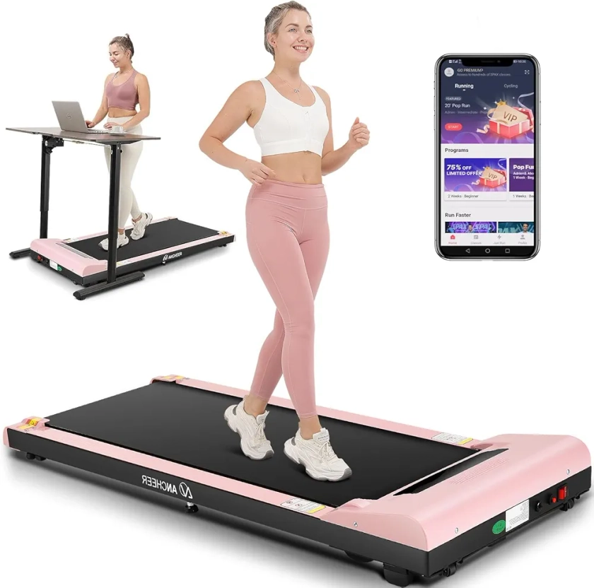 ANCHEER Walking Pad 2.5HP Under Desk Treadmill 300lbs Weight Capacity with Remote Control, Compact Electric Treadmill for Home/Gym/Office with LED Screen, Ultra-Quiet/Installation-Free