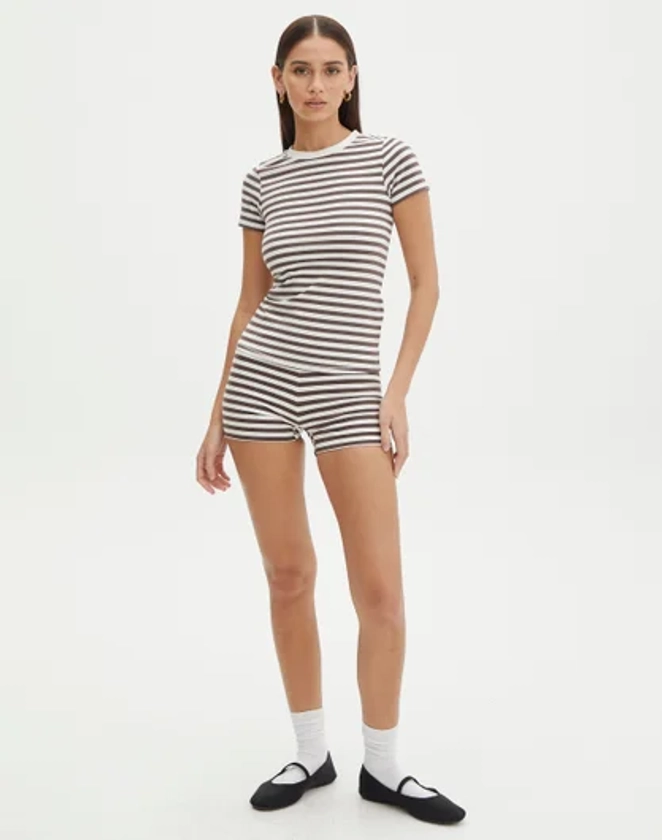 Stripe Cotton Mini Shorts in Bently Irish Stripe | Glassons