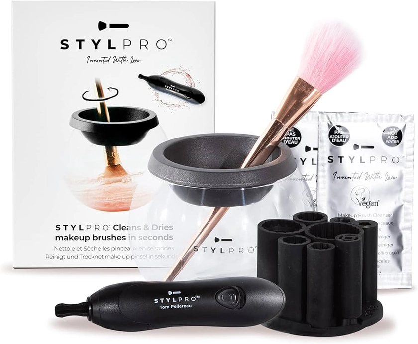 Appareil de nettoyage et de séchage pour pinceaux de maquillage STYLPRO : Solution de nettoyage GRATUITE de 150 ml, d’une valeur de 8,99