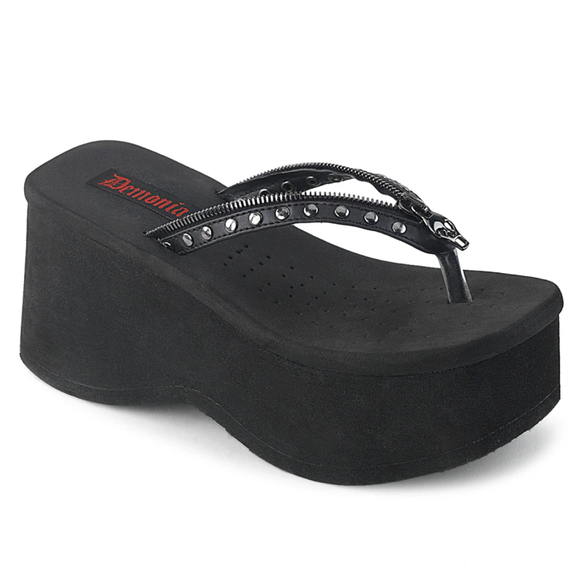 DEMONIA "Funn-33" Sandals - Black Vegan Leather