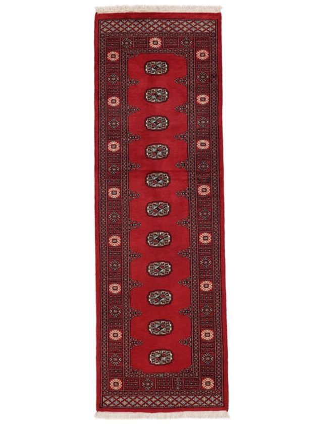 CarpetVista Unique - Pakistan Bokhara 2ply - Dark Red, Runner 79 x 249 cm Pakistani Wool Rug - Rugvista