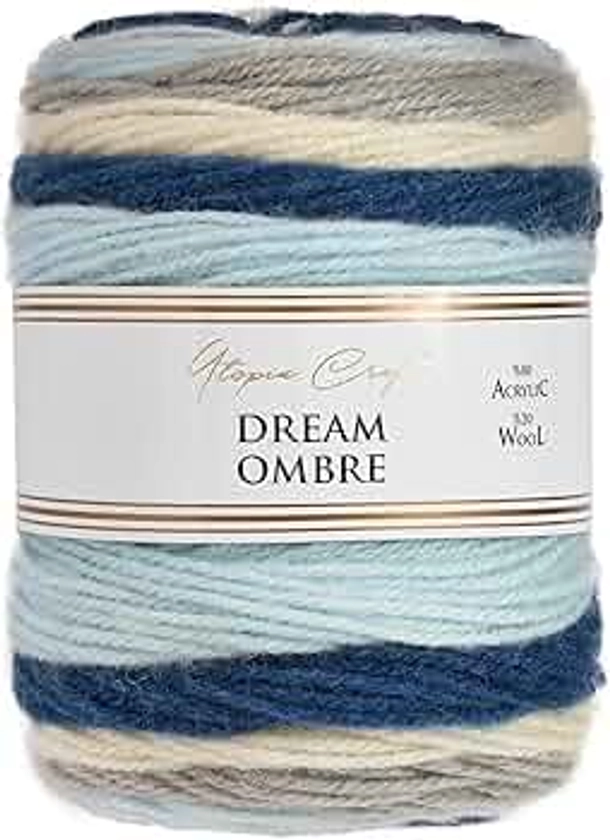 Utopia Crafts Dream Ombre Aran Multicolour Brushed Knitting and Crochet Yarn, 150g (Sky Mix)