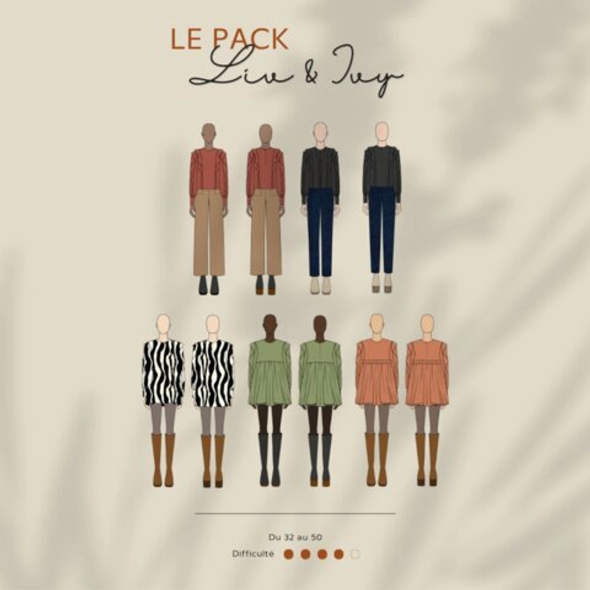 Pack PDF Patrons couture Liv & Ivy- Evelyne Patterns