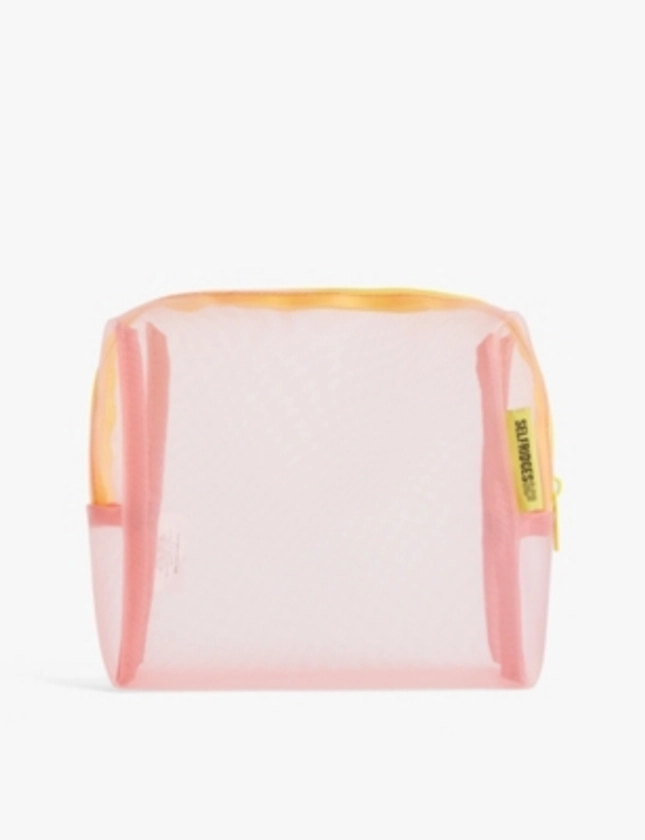 SELFRIDGES - Embroidered-tag sheer recycled-nylon wash bag | Selfridges.com