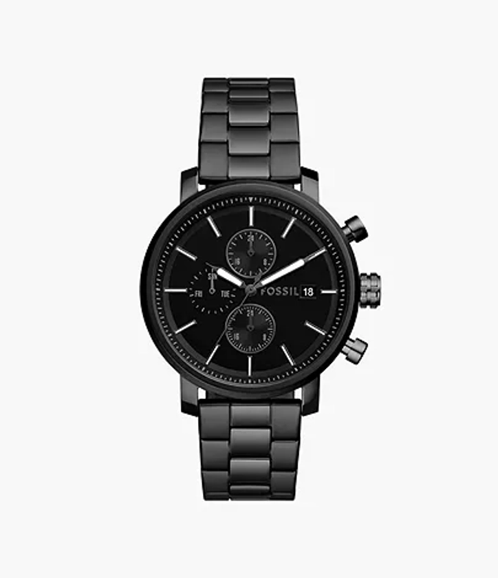 Montre Rhett multifonction, en acier inoxydable, noir