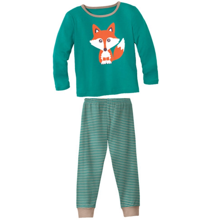 Waschbär Pyjama mit Fuchs-Print, smaragd | Waschbär