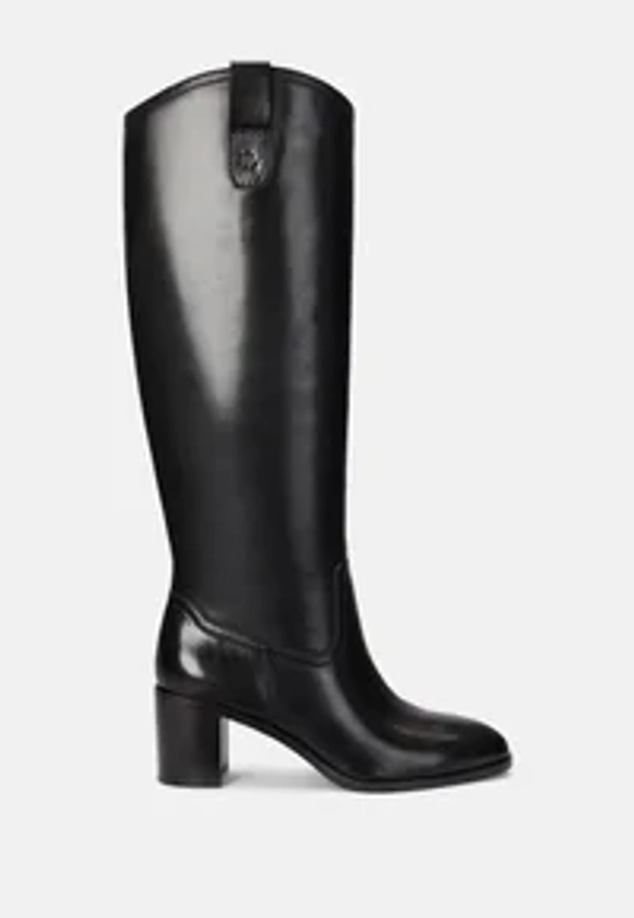 Lauren Ralph Lauren CARLA BURNISHED LEATHER RIDING BOOT - Bottes - black/noir - ZALANDO.FR