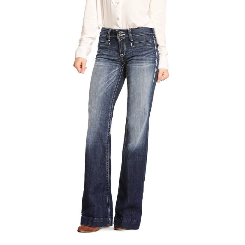 Trouser Mid Rise Stretch Entwined Wide Leg Jean