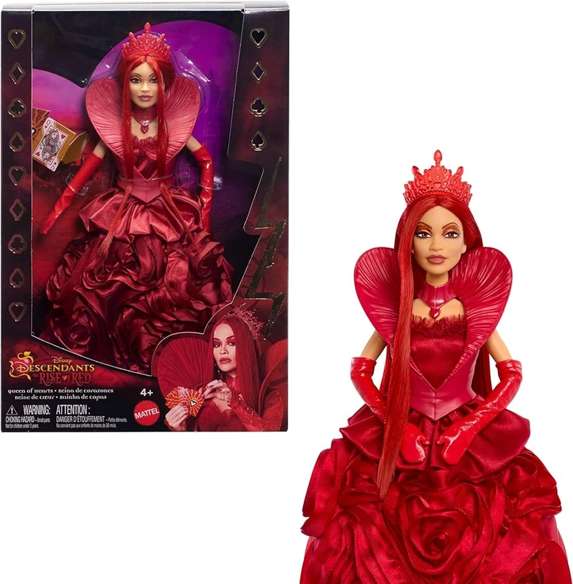 Mattel Disney Descendants: The Rise of Red Queen of Hearts Fashion Doll with Movie-Inspired Royal Gown & Accessories, Includes Doll Stand, HWV09 : Amazon.co.uk: Toys & Games