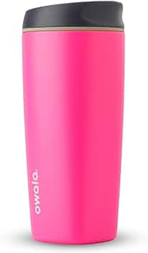 Owala SmoothSip Insulated Stainless Steel Coffee Tumbler, Reusable Iced Coffee Cup, Hot Coffee Travel Mug, BPA Free, 20 oz, Pink (Watermelon Breeze)