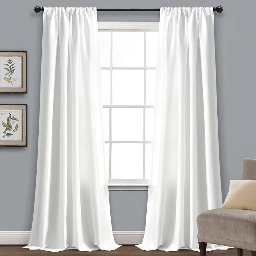 Lush Decor, White Venetian Solid Color Window Panel for Living, Dining, Bedroom (Single Curtain), 54" W x 84" L