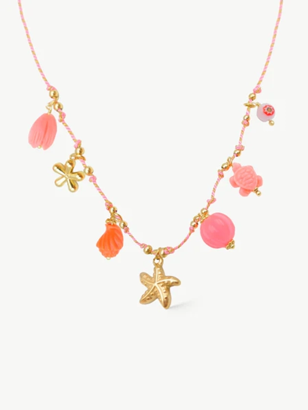 Dreamy Charm Cord Necklace Pink