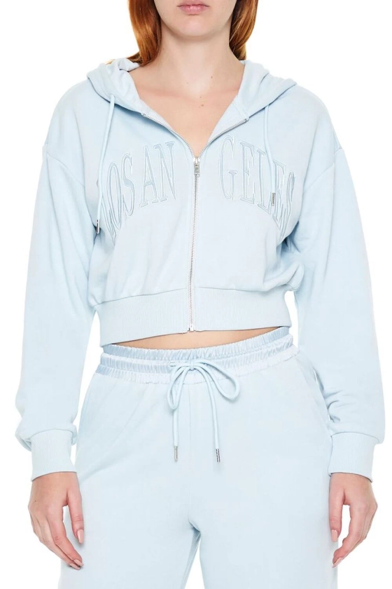 Embroidered City Cropped Hoodie | Forever 21