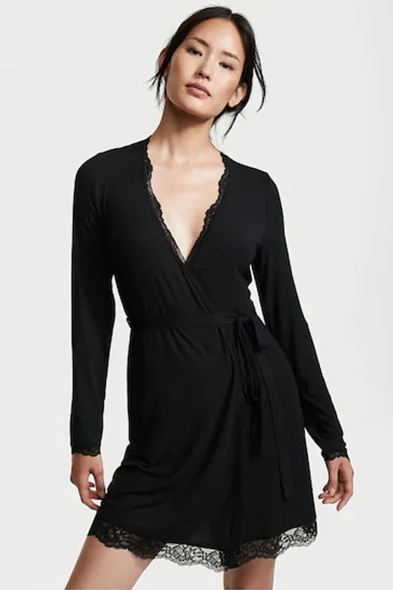 Buy Victoria's Secret Black Modal Short Long Sleeve Robe from the Next UK online shop