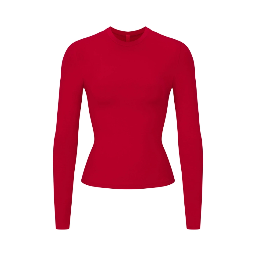 COTTON JERSEY LONG SLEEVE T-SHIRT | CRANBERRY