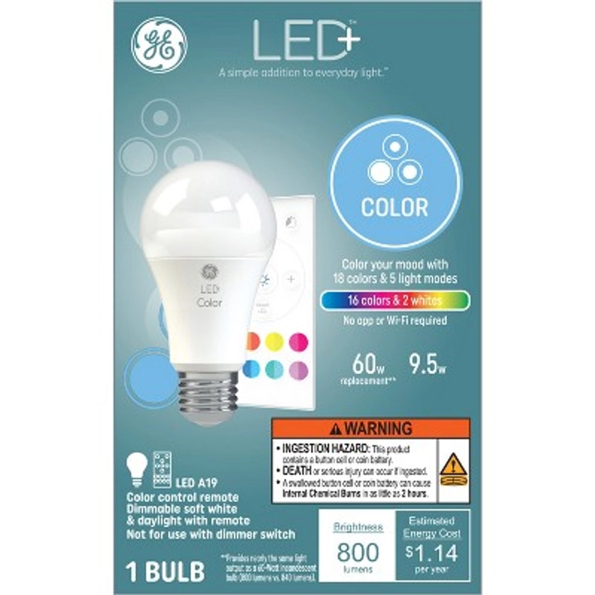 GE LED+ Color Changing A19 LED Light Bulb