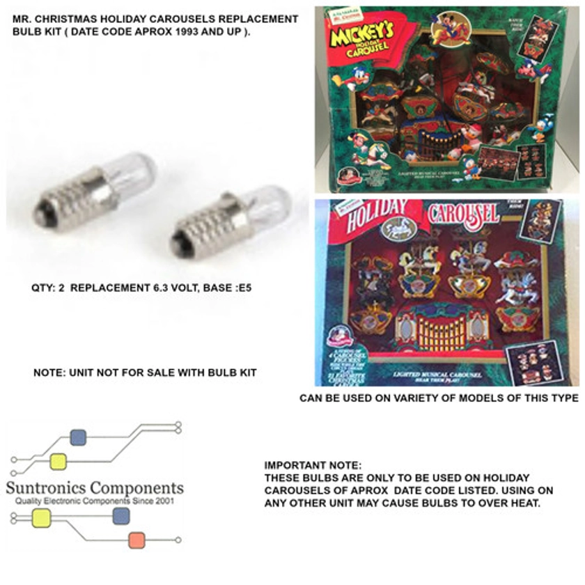 Mr. Christmas Holiday Carousels replacement 2 Bulb kit. | Happy Holidays Parts